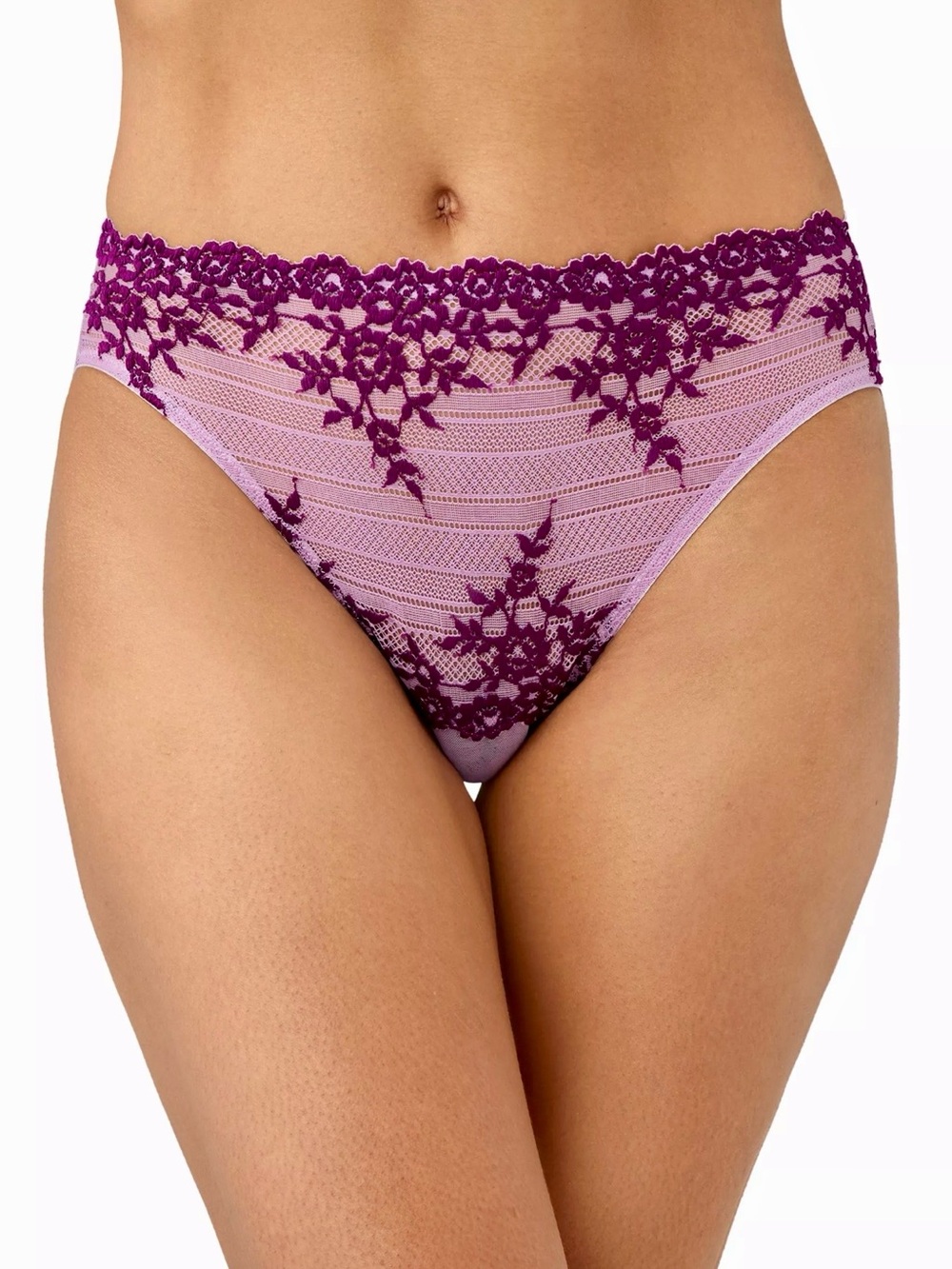 •Wacoal XL Embrace Lace Purple Hi-Cut Brief Panty! NEW!